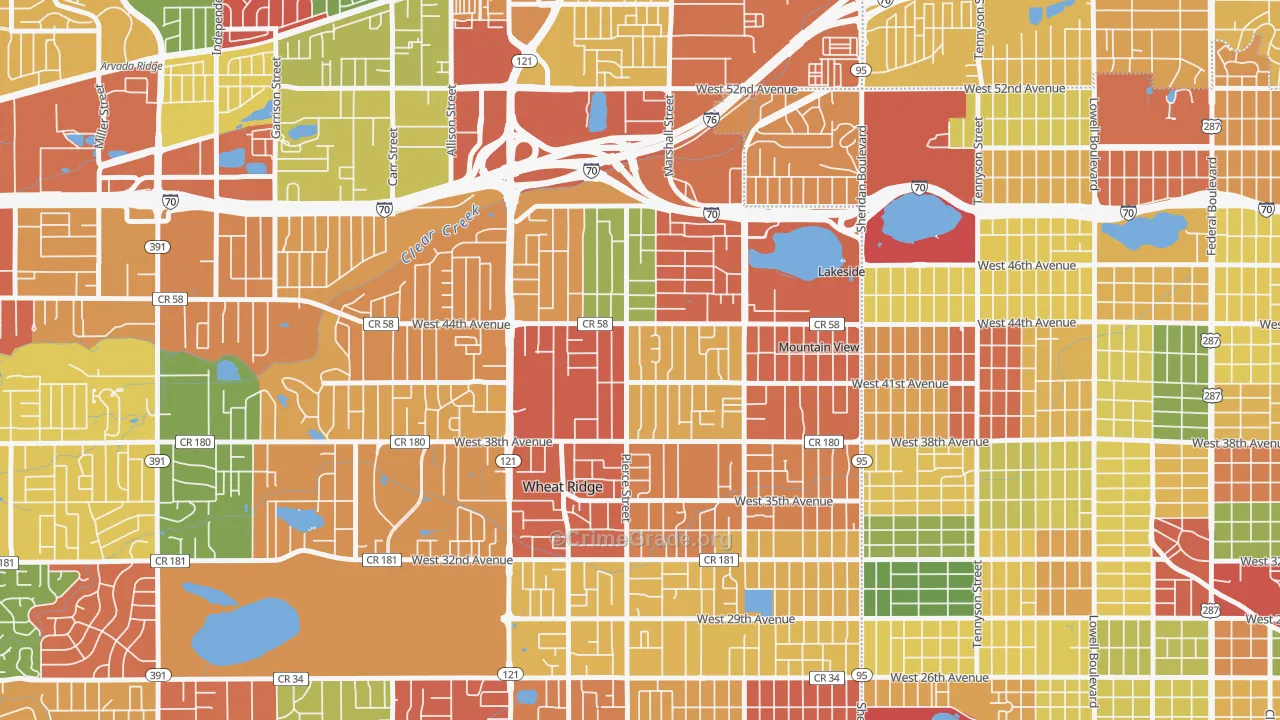 Barths, Wheat Ridge, CO Map of Theft Rates