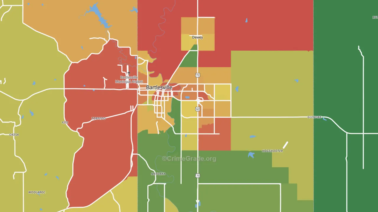 Bartlesville, OK Map of Theft Rates