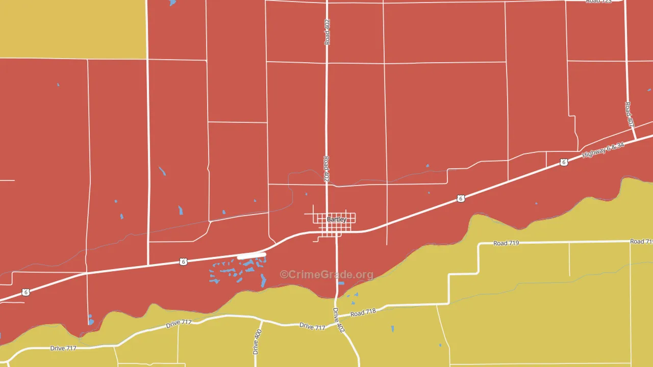 Bartley, NE Map of Theft Rates