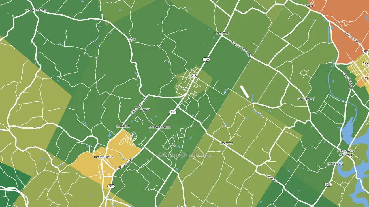 Barto, PA Map of Theft Rates