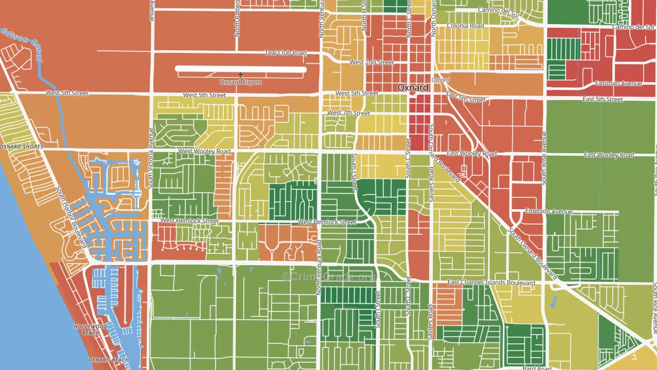 Bartolo Square North, Oxnard, CA Map of Theft Rates