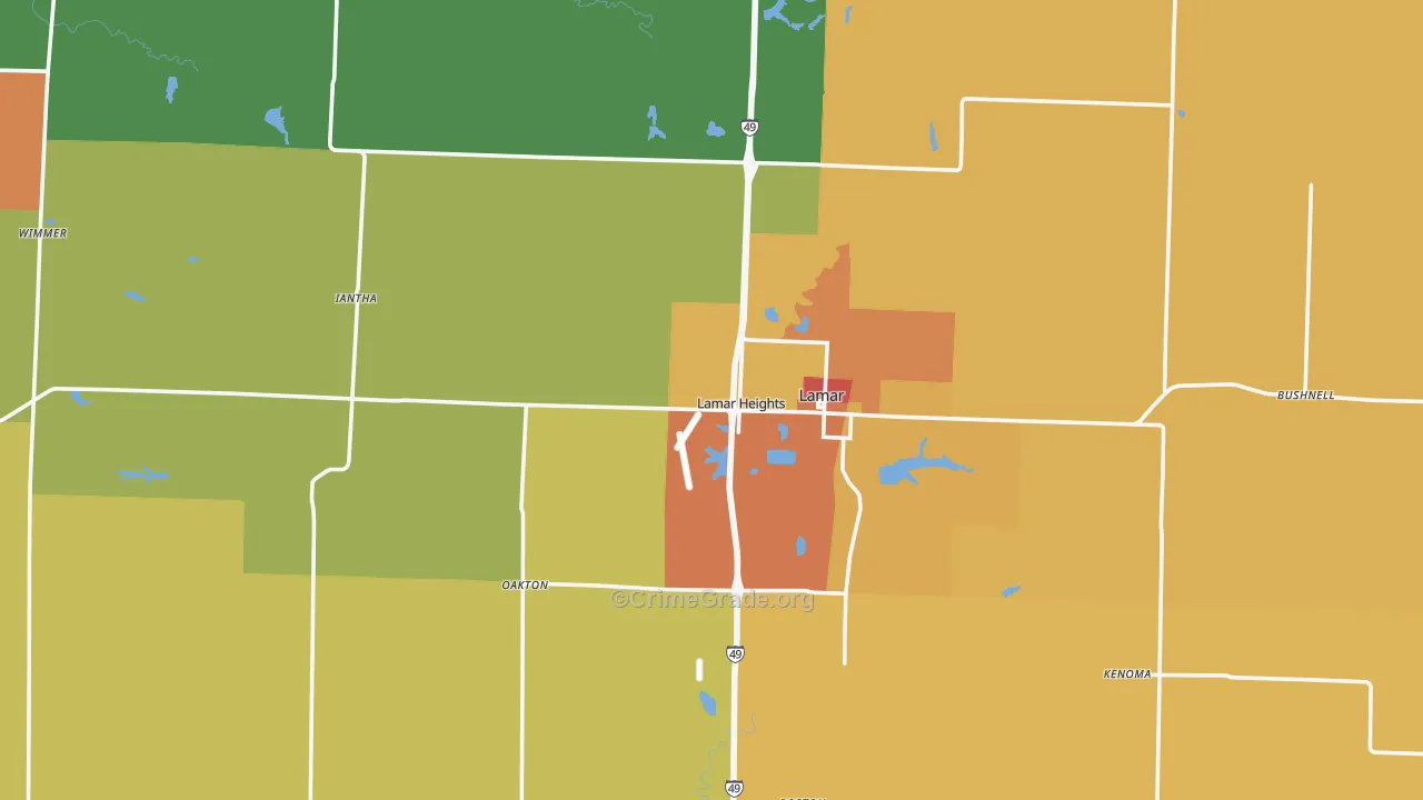 Barton County, MO Map of Theft Rates