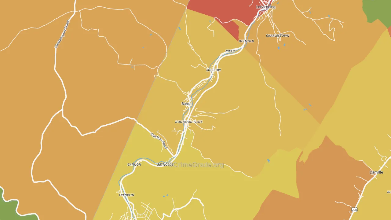Barton, MD Map of Theft Rates