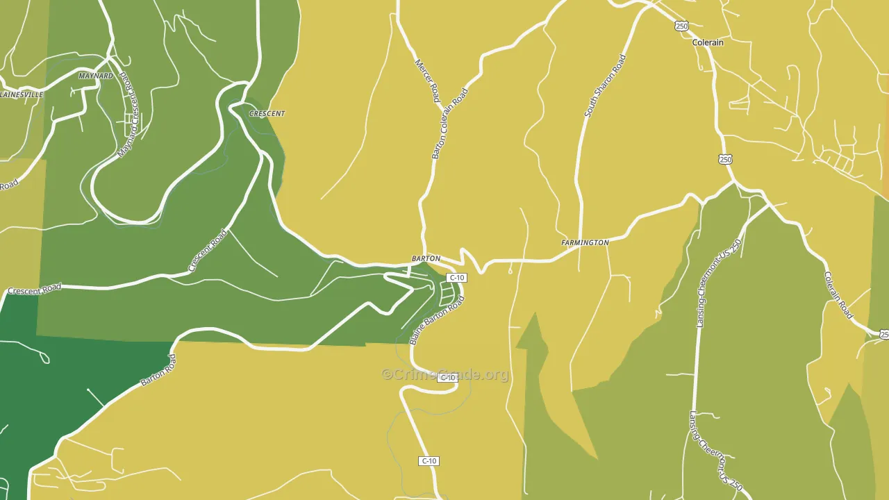 Barton, OH Map of Theft Rates