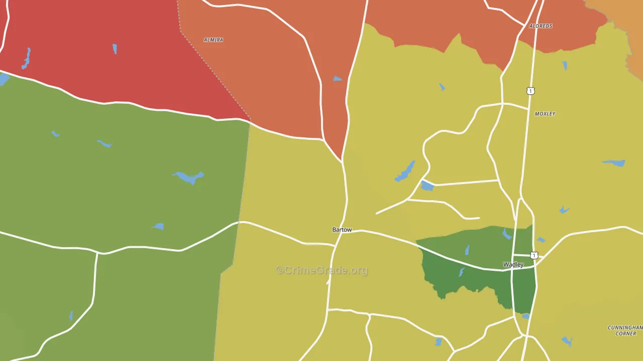 Bartow, GA Map of Theft Rates