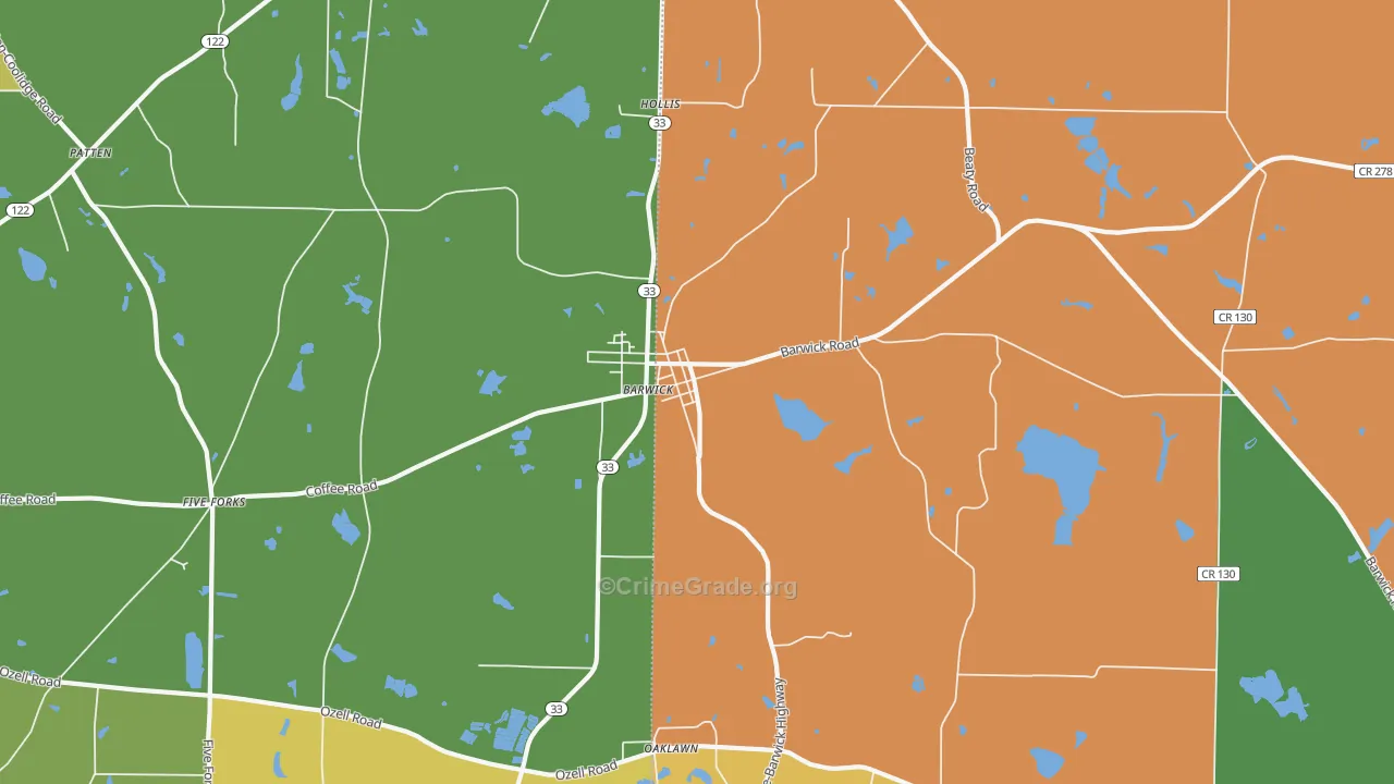 Barwick, GA Map of Theft Rates