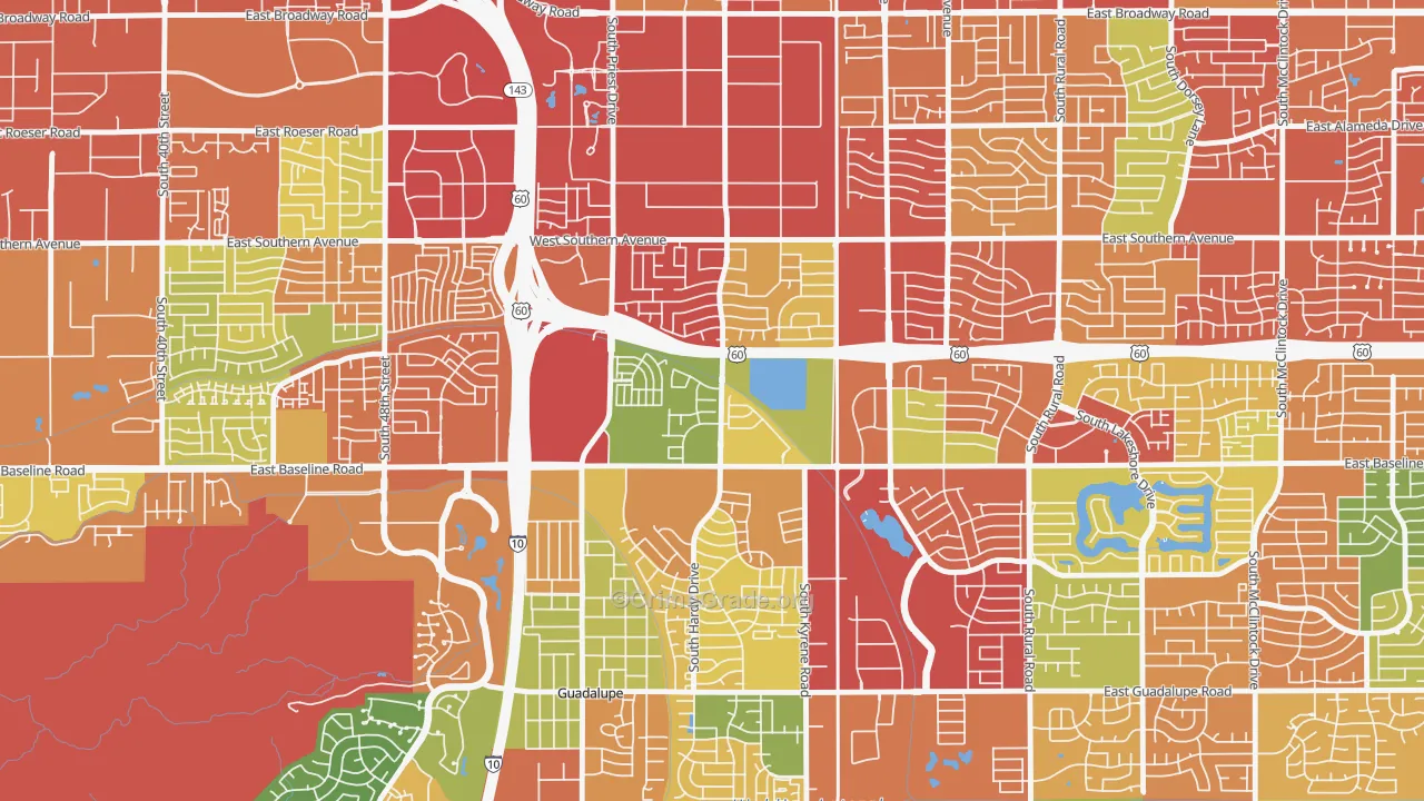 Baseline-Hardy, Tempe, AZ Map of Theft Rates