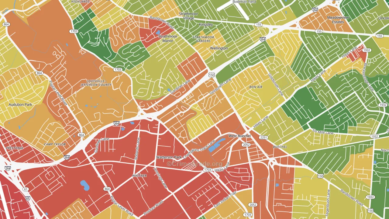 Bashford Manor, Louisville, KY Map of Theft Rates