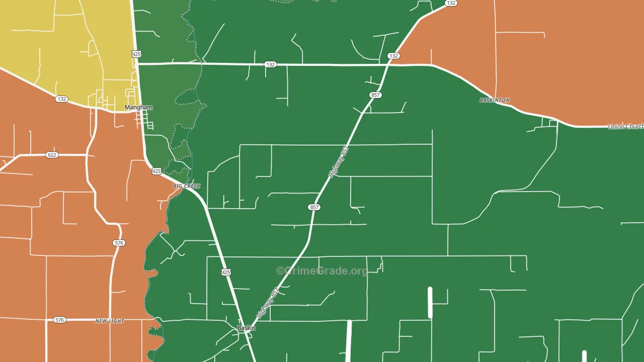 Baskin, LA Map of Theft Rates