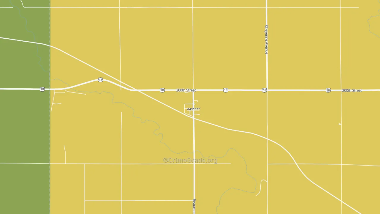 Bassett, IA Map of Theft Rates