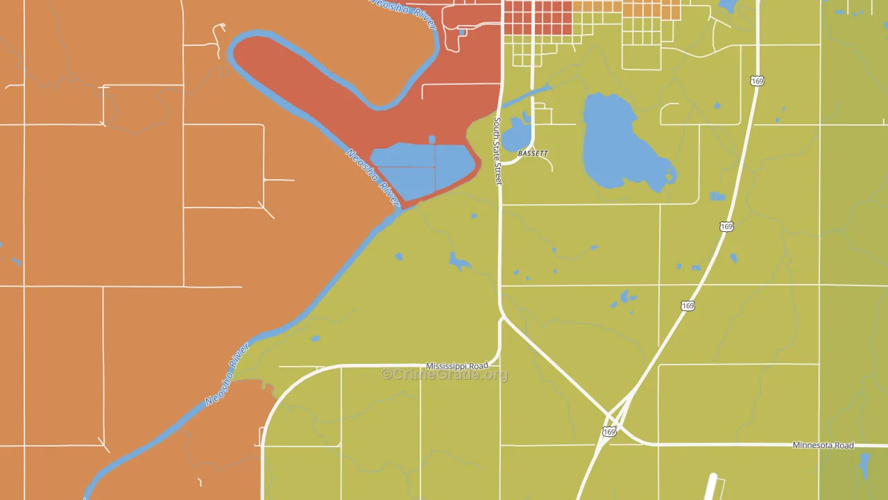 Bassett, KS Map of Theft Rates