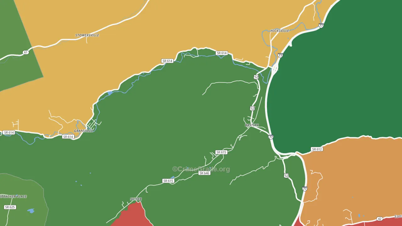 Bastian, VA Map of Theft Rates