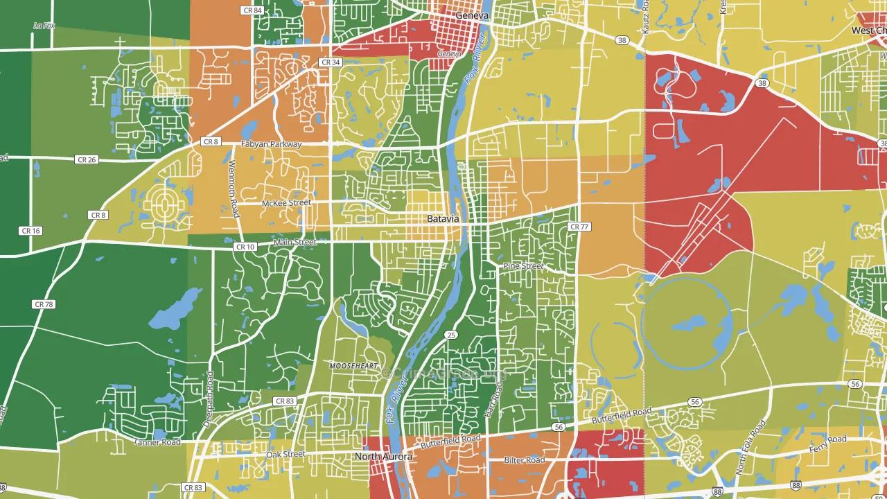 Batavia, IL Map of Theft Rates