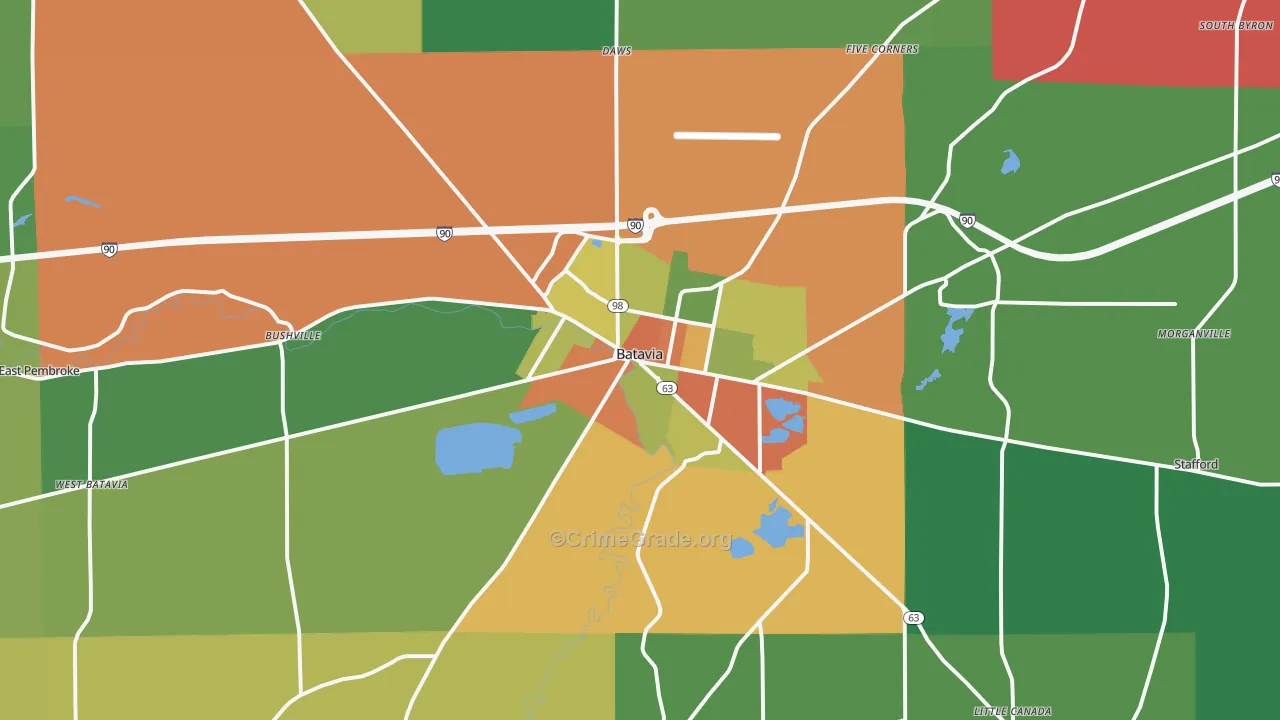 Batavia, NY Map of Theft Rates