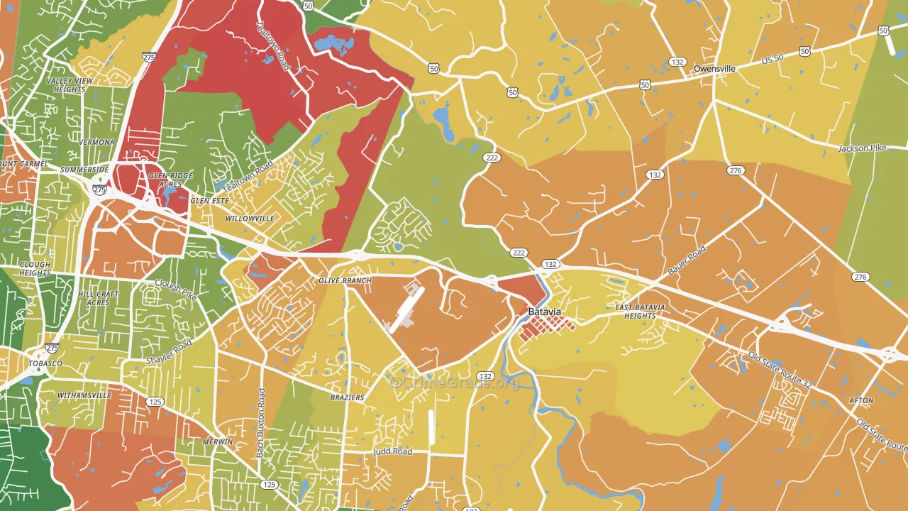 Batavia, OH Map of Theft Rates