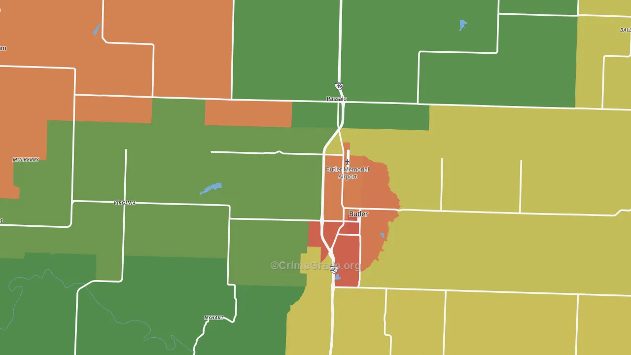 Bates County, MO Map of Theft Rates