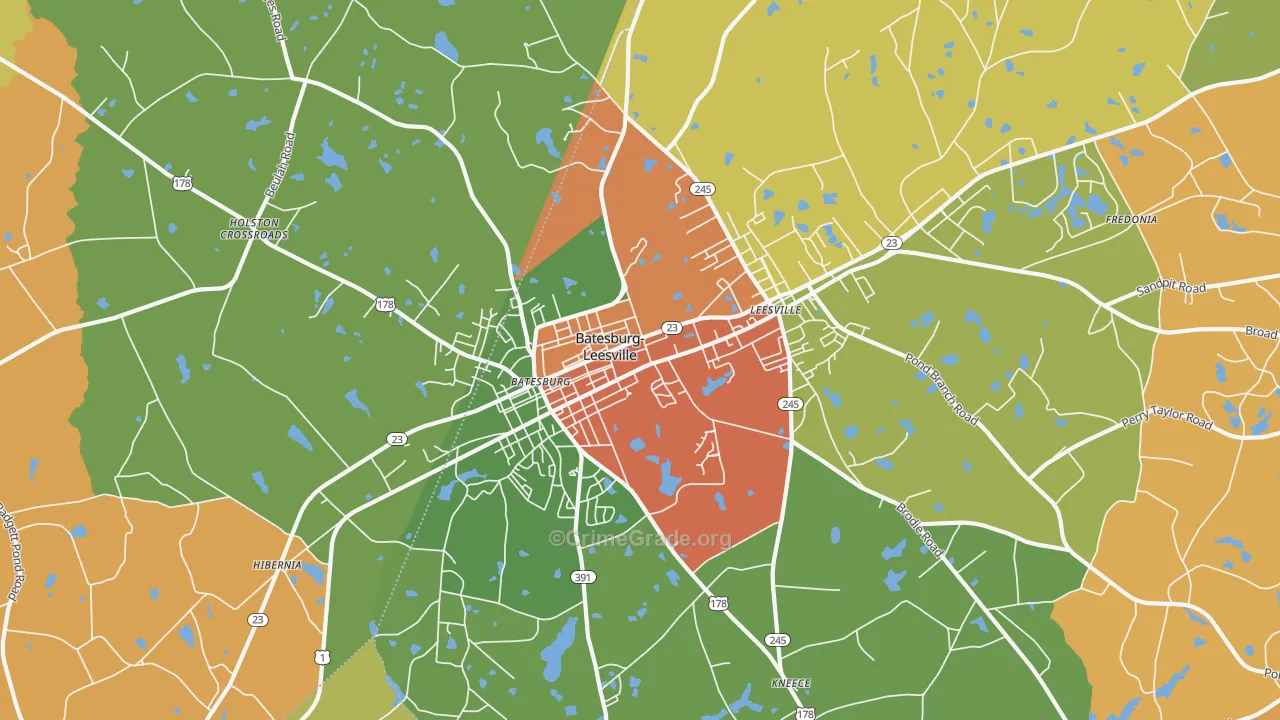 Batesburg-Leesville, SC Map of Theft Rates