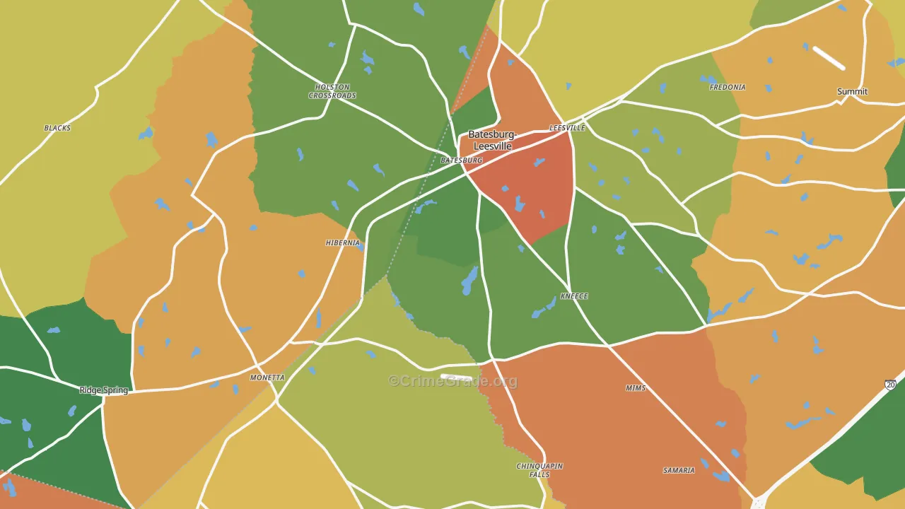 Batesburg, SC Map of Theft Rates