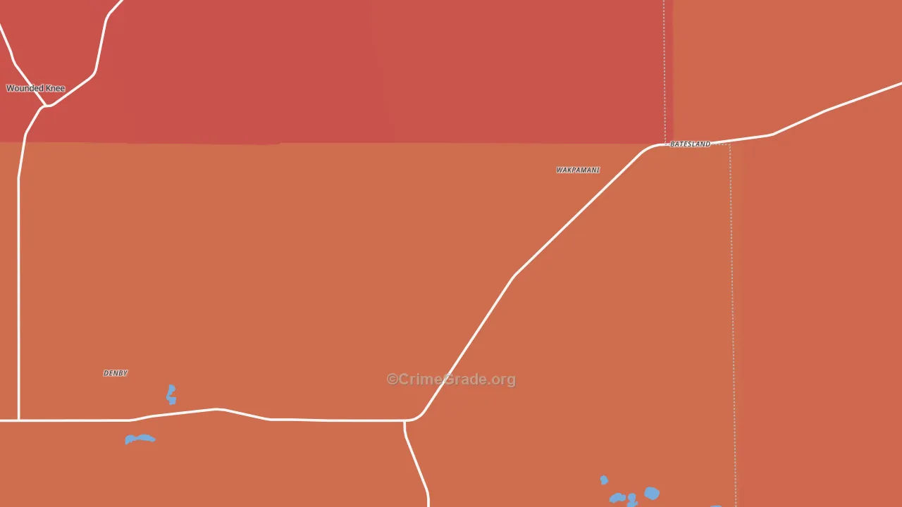Batesland, SD Map of Theft Rates