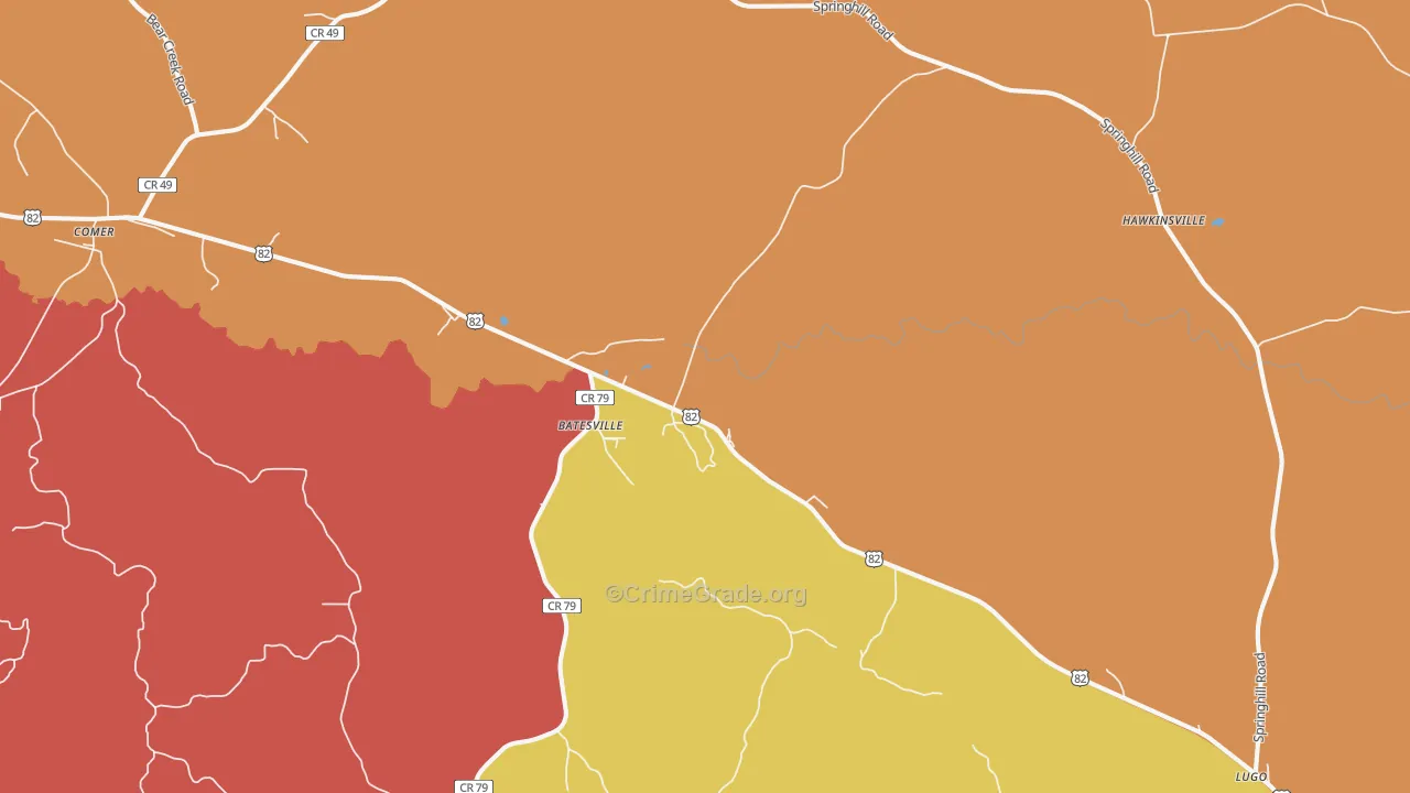 Batesville, AL Map of Theft Rates