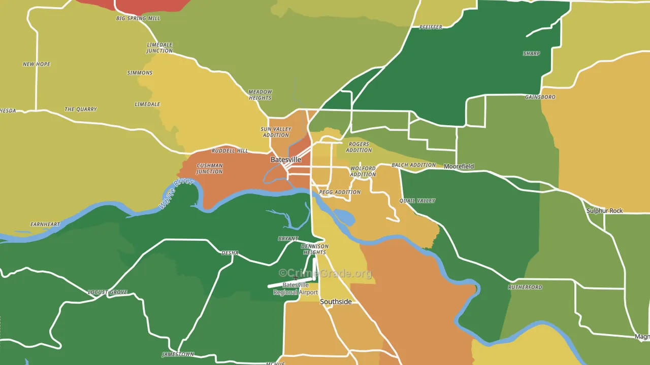 Batesville, AR Map of Theft Rates