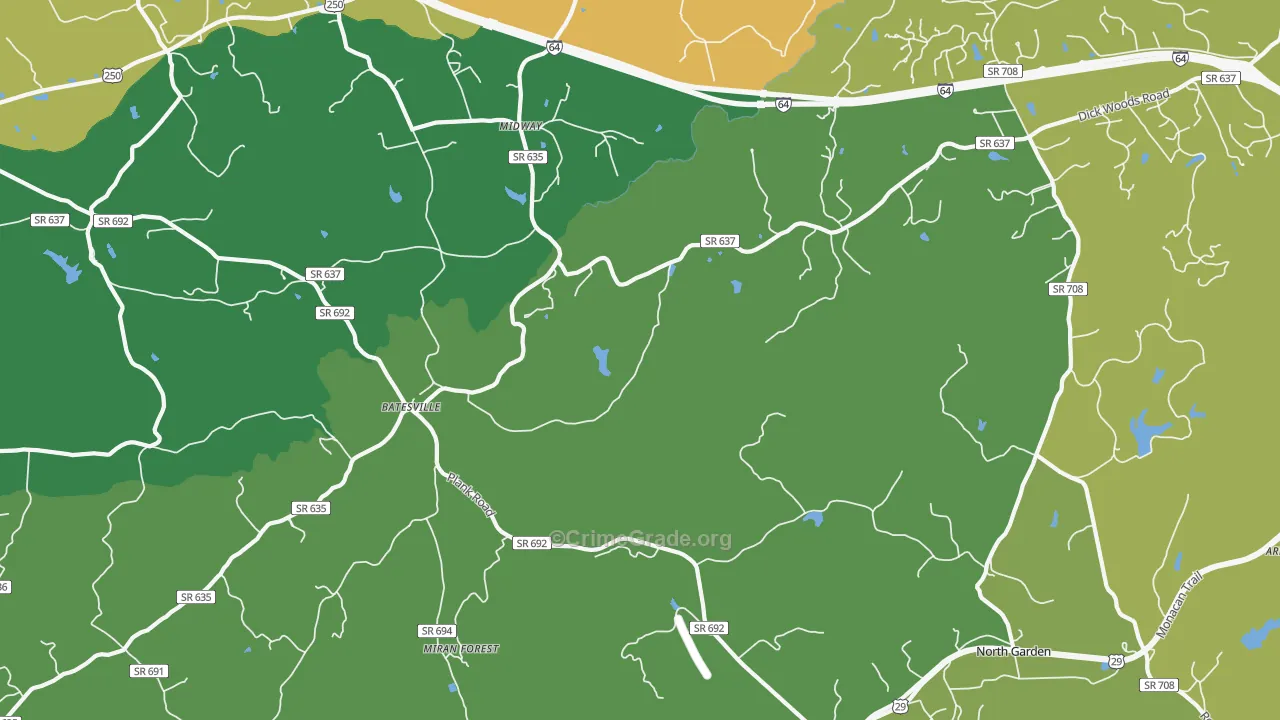 Batesville, VA Map of Theft Rates