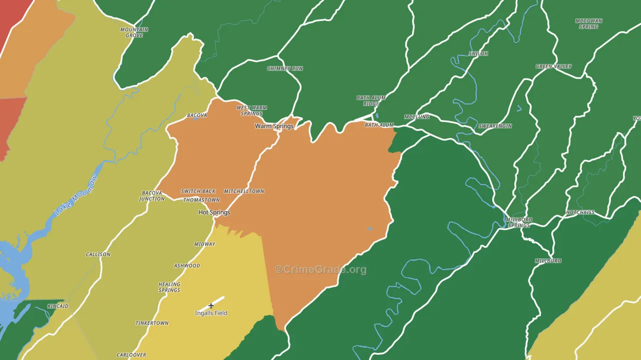 Bath County, VA Map of Theft Rates