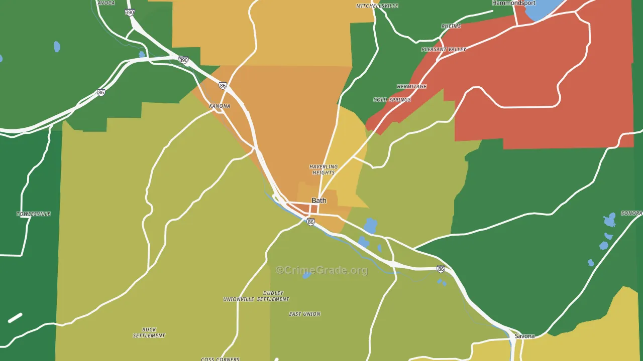Bath, NY Map of Theft Rates