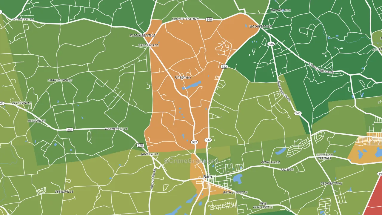 Bath, PA Map of Theft Rates