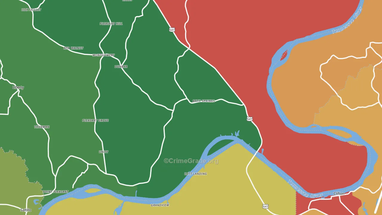 Bath Springs, TN Map of Theft Rates