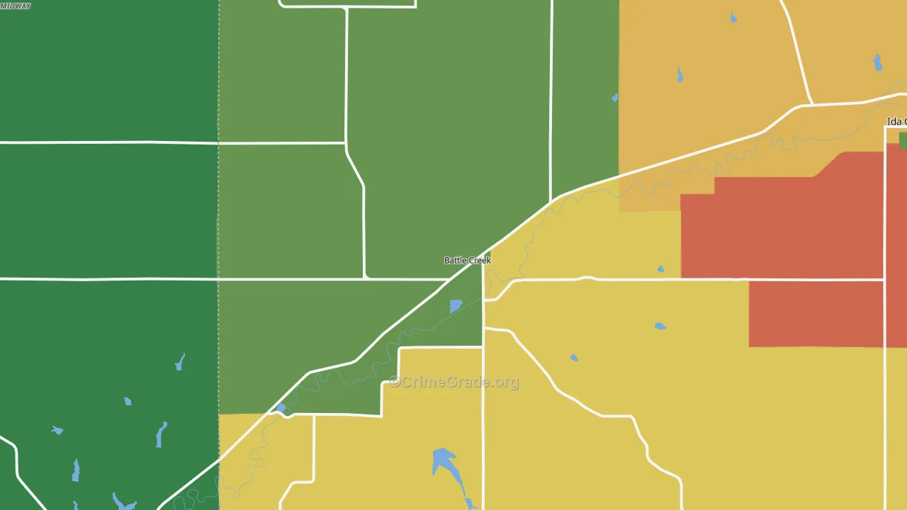Battle Creek, IA Map of Theft Rates
