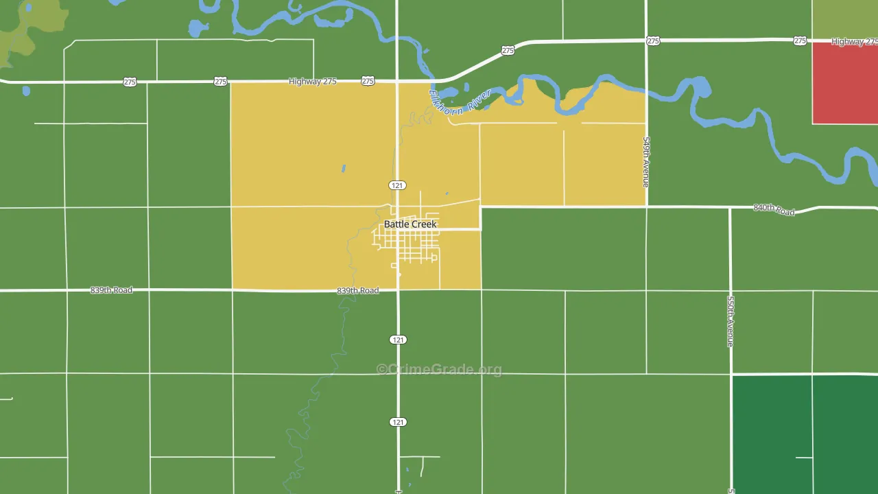 Battle Creek, NE Map of Theft Rates