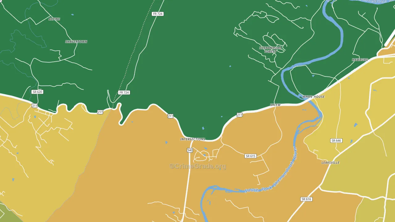 Battle Creek, VA Map of Theft Rates