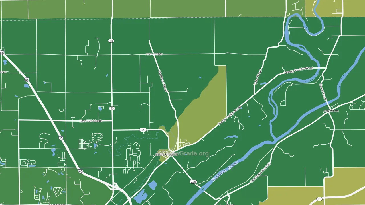 Battle Ground, IN Map of Theft Rates