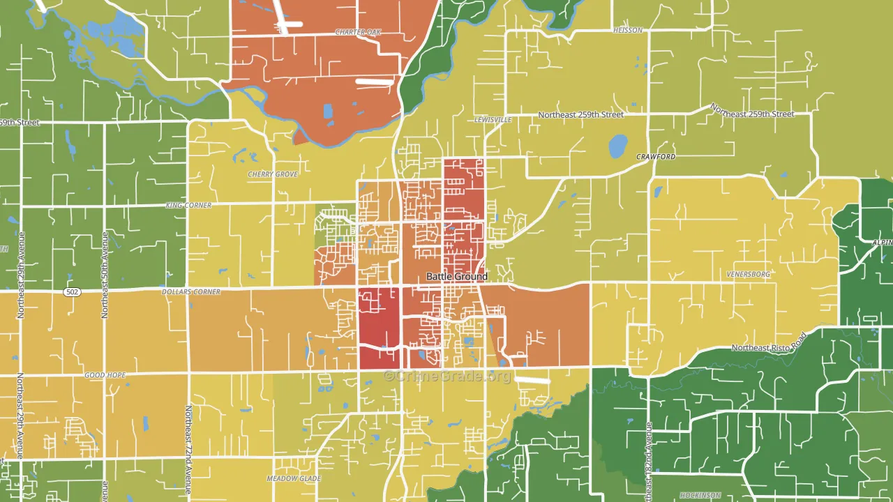 Battle Ground, WA Map of Theft Rates