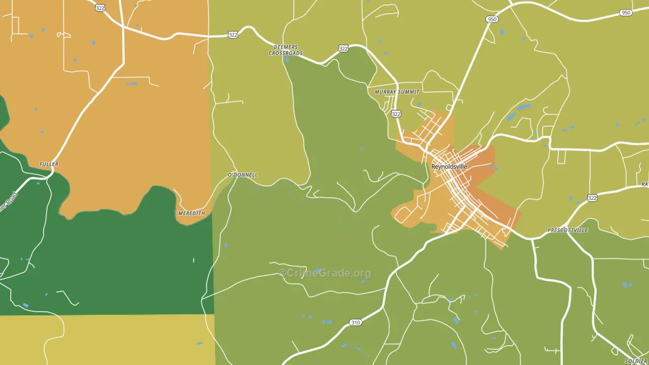 Battle Hollow, PA Map of Theft Rates