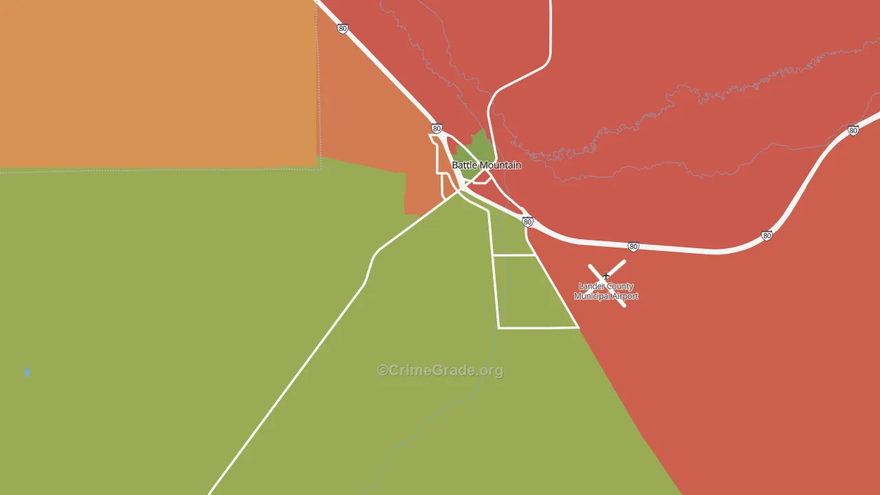 Battle Mountain, NV Map of Theft Rates