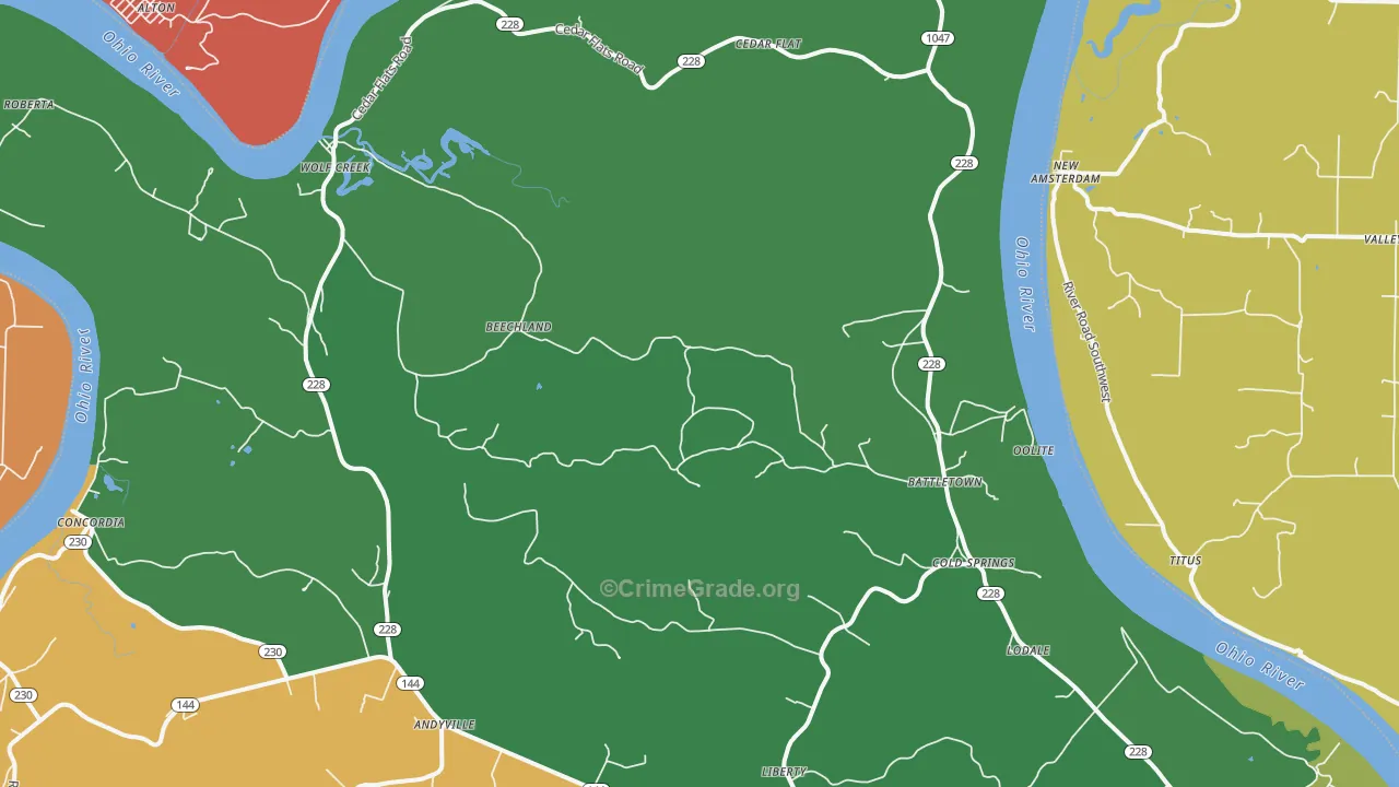 Battletown, KY Map of Theft Rates