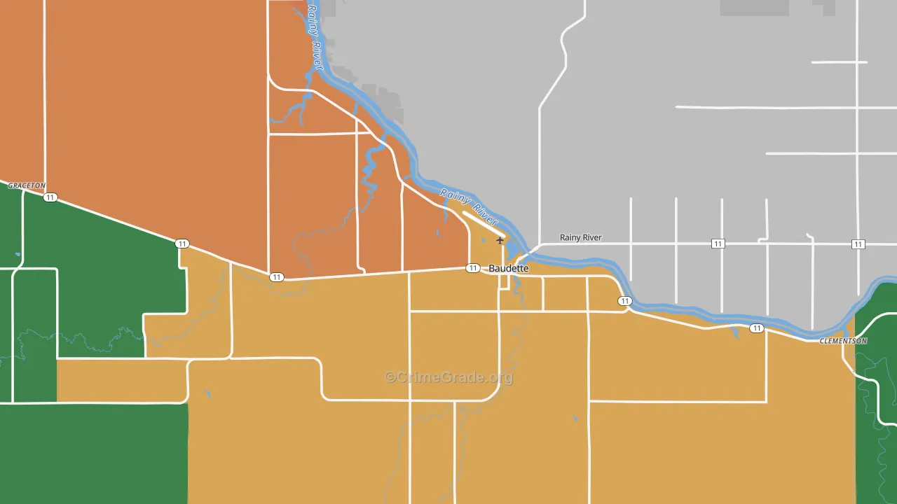 Baudette, MN Map of Theft Rates