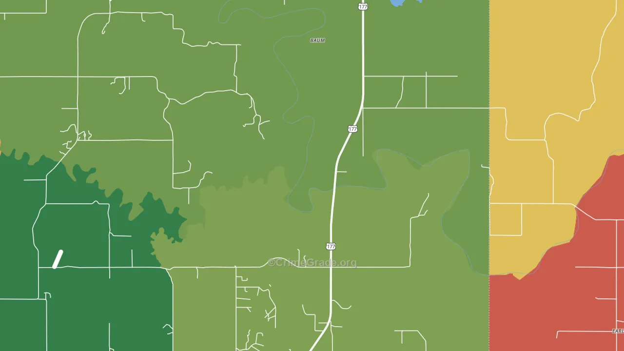 Baum, OK Map of Theft Rates