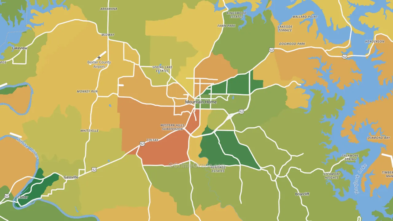 Baxter County, AR Map of Theft Rates