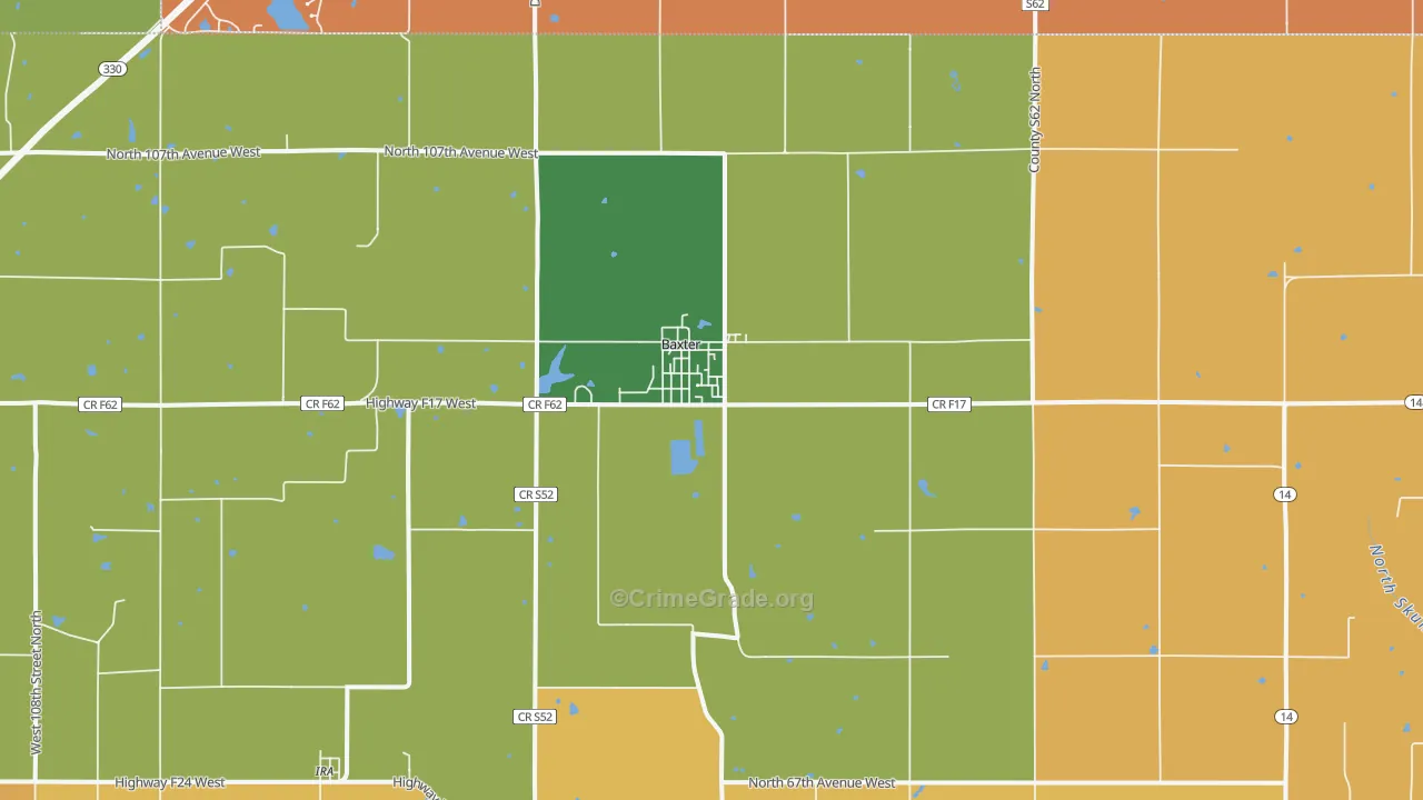 Baxter, IA Map of Theft Rates