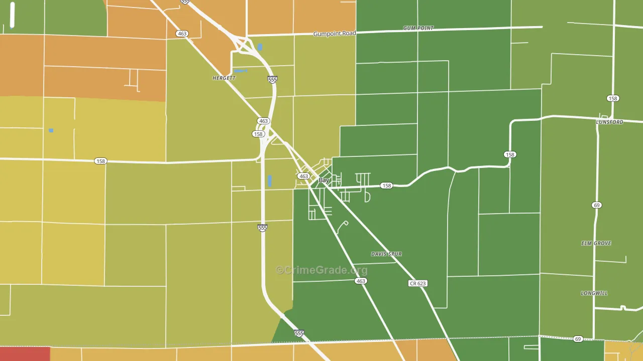 Bay, AR Map of Theft Rates