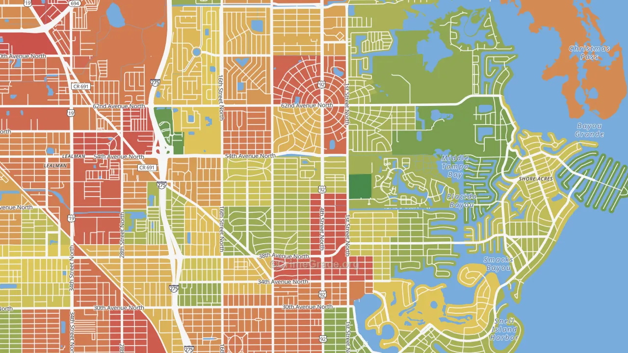 Bay Breeze Cove, St. Petersburg, FL Map of Theft Rates