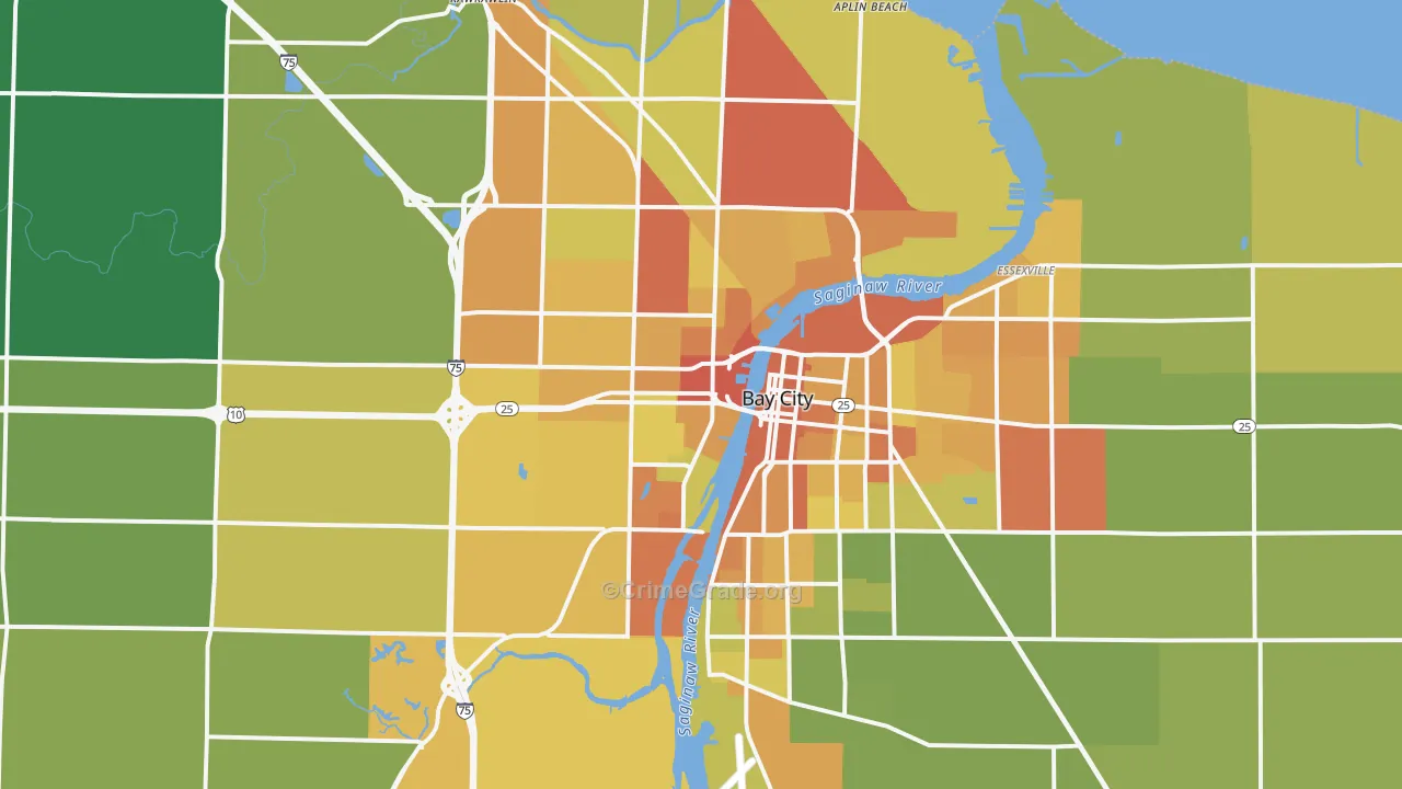 Bay City, MI Map of Theft Rates