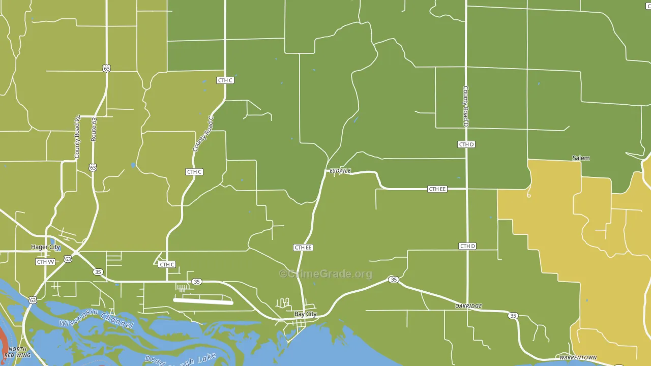 Bay City, WI Map of Theft Rates