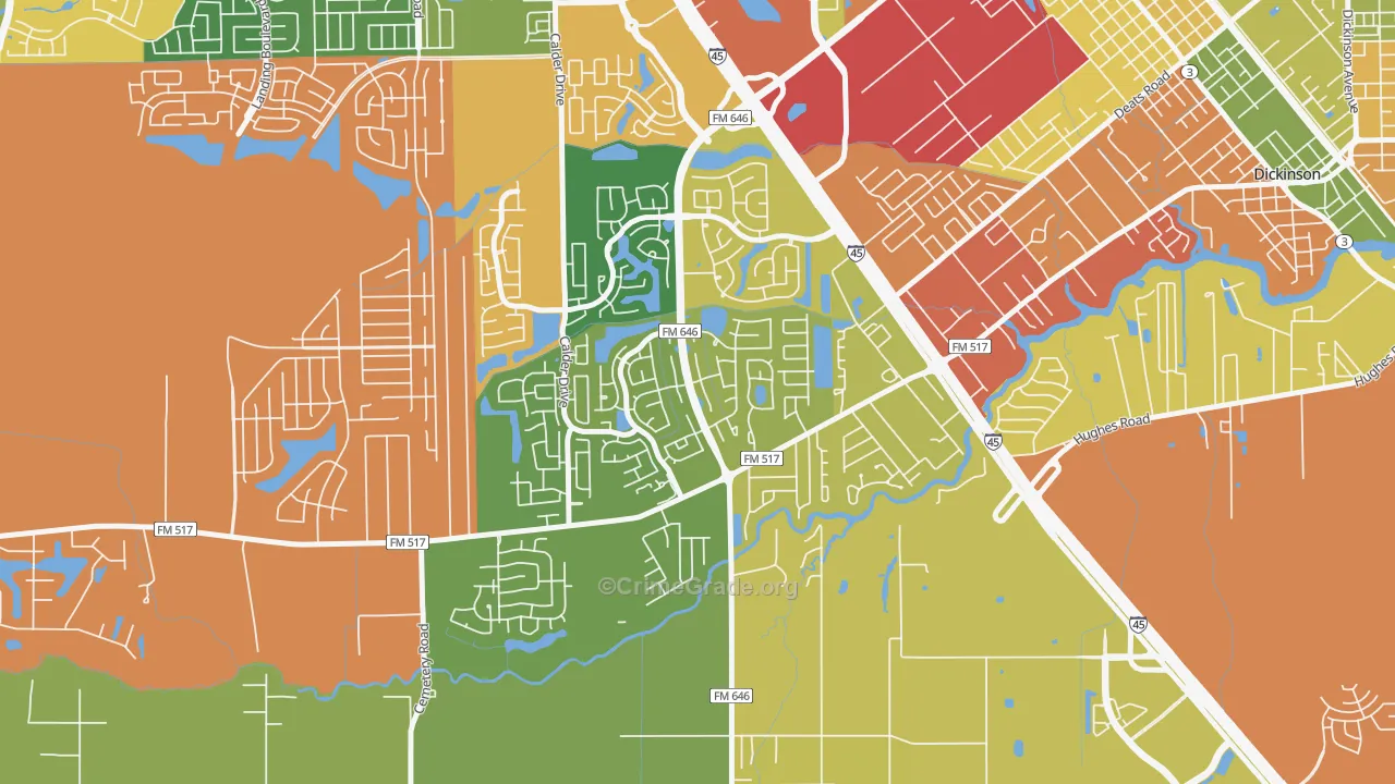 Bay Colony, League City, TX Map of Theft Rates