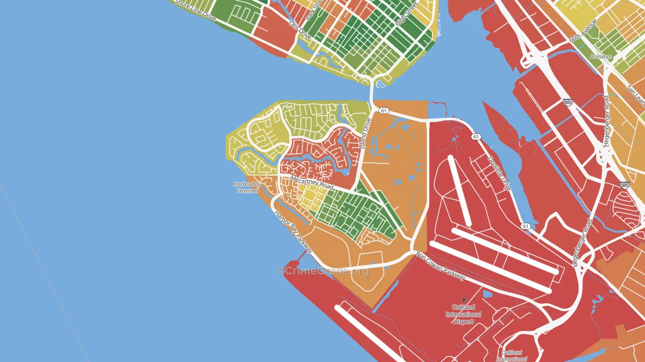 Bay Farm Island, Alameda, CA Map of Theft Rates