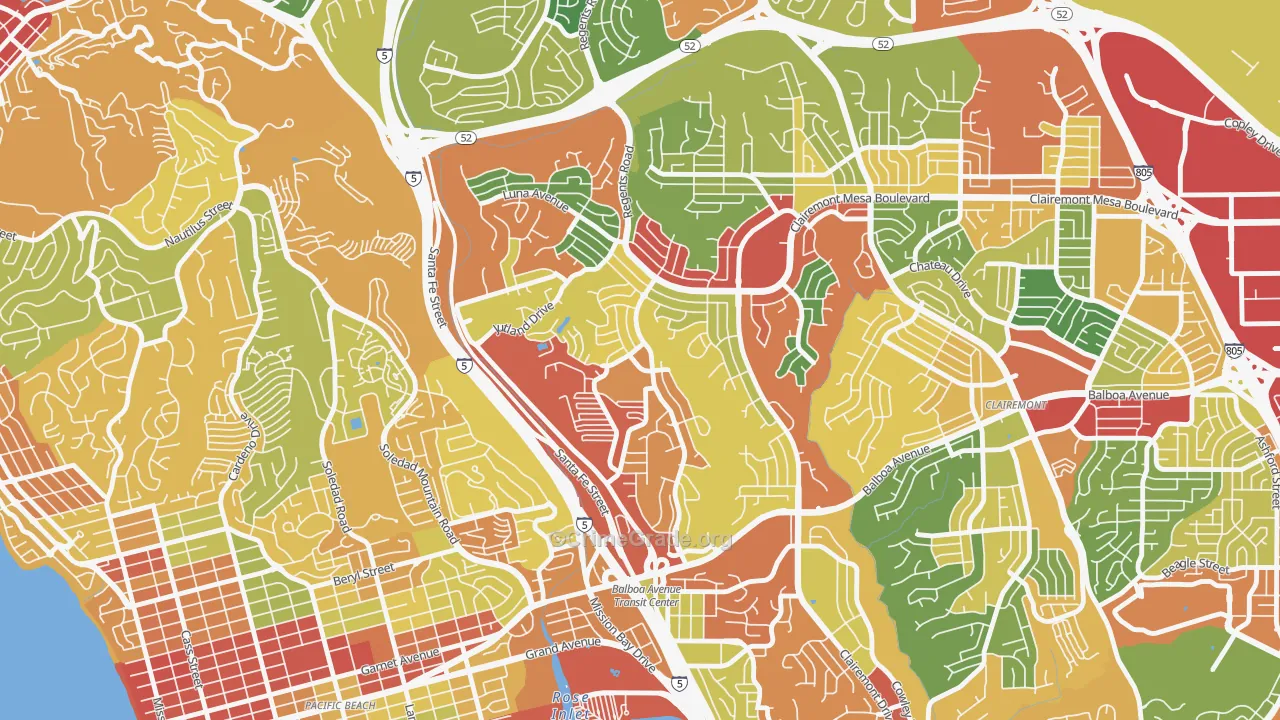 Bay Ho, San Diego, CA Map of Theft Rates