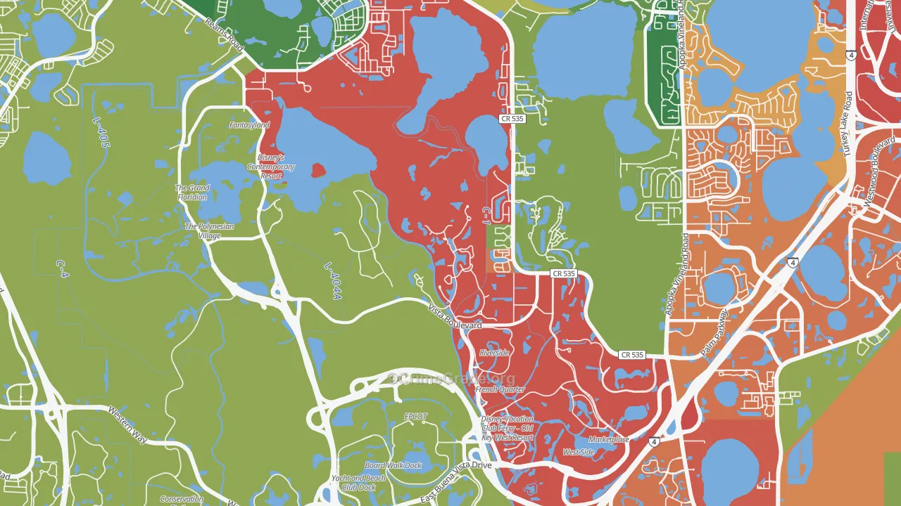 Bay Lake, FL Map of Theft Rates